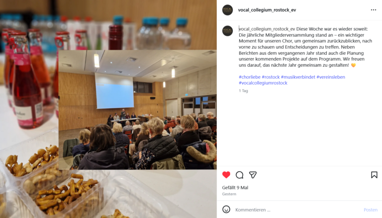 Instagram-Post zur Mitgliederversammlung am 24. März 2026